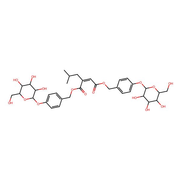 2D Structure of (z)-2-(2-Methylpropyl)butenedioic acid bis(4-beta-d-glucopyranosyloxybenzyl) ester 2D Structure of (z)-2-(2-Methylpropyl)butenedioic acid bis(4-beta-d-glucopyranosyloxybenzyl) ester