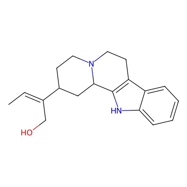 2D Structure of (Z)-2-[(2R,12bS)-1,2,3,4,6,7,12,12b-octahydroindolo[2,3-a]quinolizin-2-yl]but-2-en-1-ol