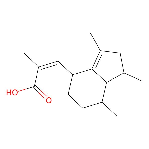 2D Structure of (Z)-2-methyl-3-(1,3,7-trimethyl-2,4,5,6,7,7a-hexahydro-1H-inden-4-yl)prop-2-enoic acid