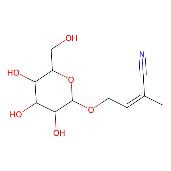 2D Structure of (Z)-2-methyl-4-[(3R,5S)-3,4,5-trihydroxy-6-(hydroxymethyl)oxan-2-yl]oxybut-2-enenitrile