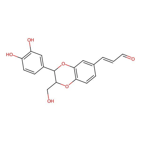 2D Structure of (Z)-3-[3-(3,4-dihydroxyphenyl)-2-(hydroxymethyl)-2,3-dihydro-1,4-benzodioxin-6-yl]prop-2-enal