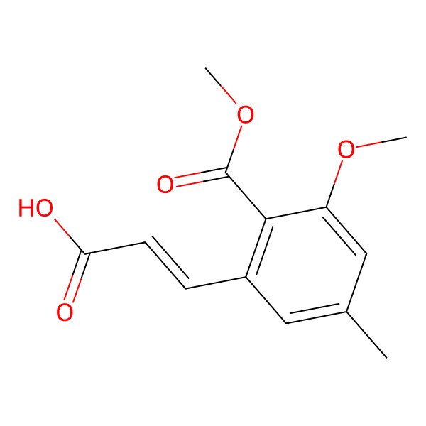 2D Structure of (Z)-3-(3-methoxy-2-methoxycarbonyl-5-methylphenyl)prop-2-enoic acid