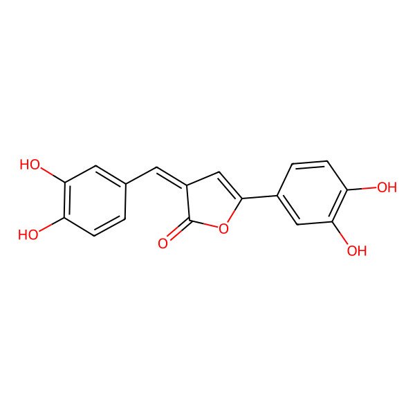2D Structure of (Z)-3-(3,4-dihydroxybenzylidene)-5-(3,4-dihydroxyphenyl)-2(3H)-furanone