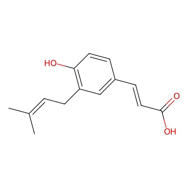2D Structure of (Z)-3-[4-hydroxy-3-(3-methylbut-2-enyl)phenyl]prop-2-enoic acid
