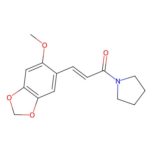 2D Structure of (Z)-3-(6-methoxy-1,3-benzodioxol-5-yl)-1-pyrrolidin-1-ylprop-2-en-1-one