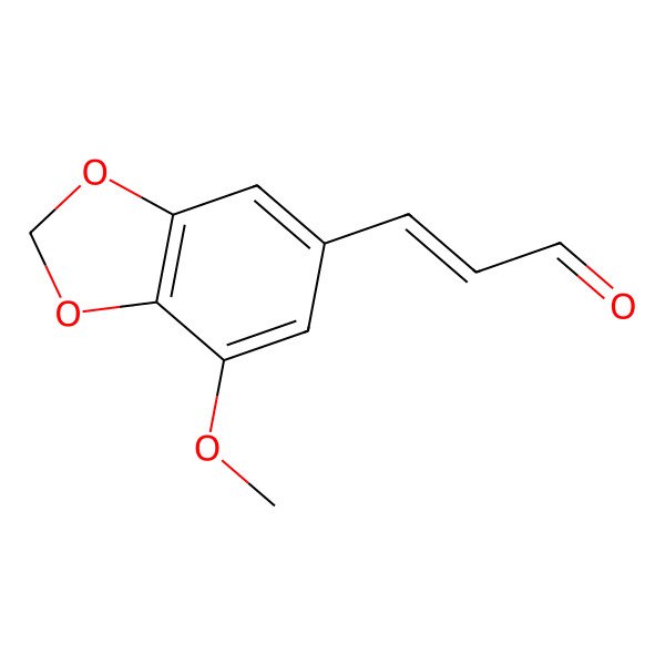 2D Structure of (Z)-3-(7-methoxy-1,3-benzodioxol-5-yl)prop-2-enal 2D Structure of (Z)-3-(7-methoxy-1,3-benzodioxol-5-yl)prop-2-enal