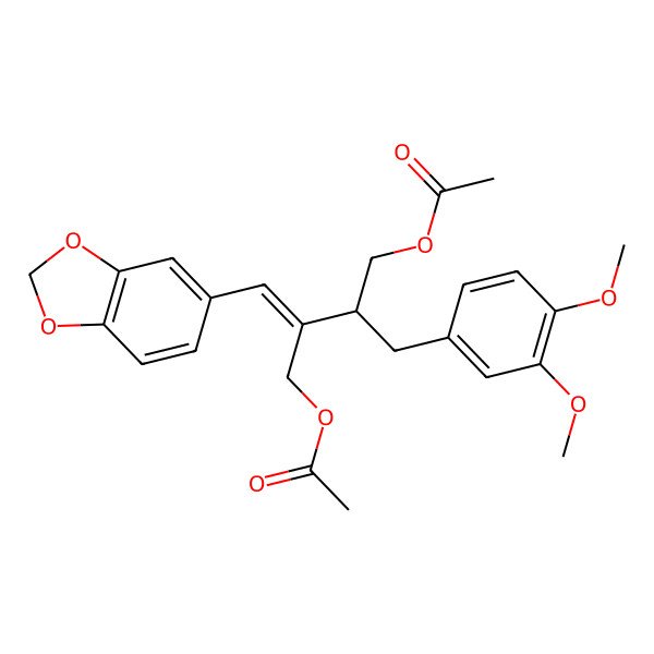 2D Structure of [(Z)-3-(acetyloxymethyl)-4-(1,3-benzodioxol-5-yl)-2-[(3,4-dimethoxyphenyl)methyl]but-3-enyl] acetate