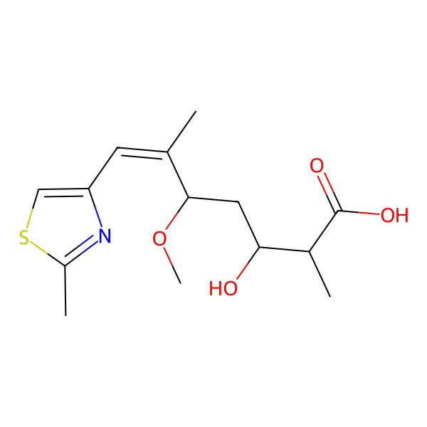 2D Structure of (Z)-3-hydroxy-5-methoxy-2,6-dimethyl-7-(2-methylthiazol-4-yl)hept-6-enoic acid