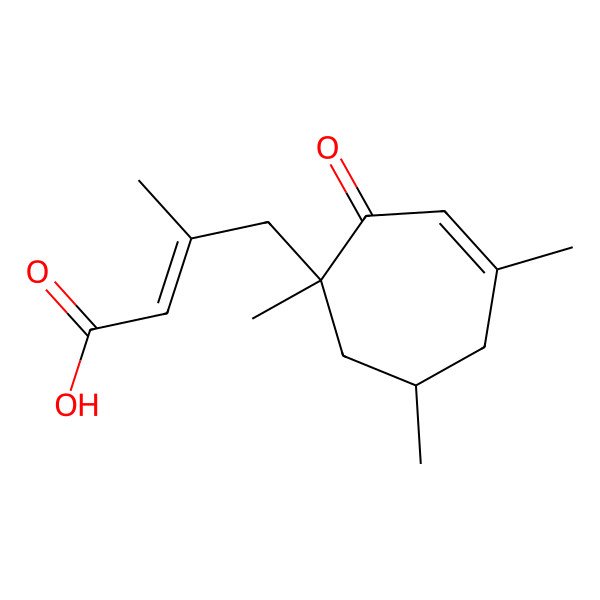 2D Structure of (Z)-3-methyl-4-[(1S,6S)-1,4,6-trimethyl-2-oxocyclohept-3-en-1-yl]but-2-enoic acid