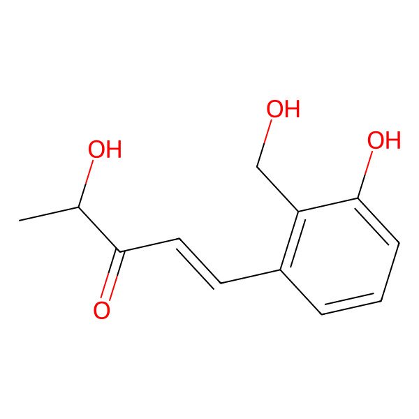 2D Structure of (Z)-4-hydroxy-1-[3-hydroxy-2-(hydroxymethyl)phenyl]pent-1-en-3-one