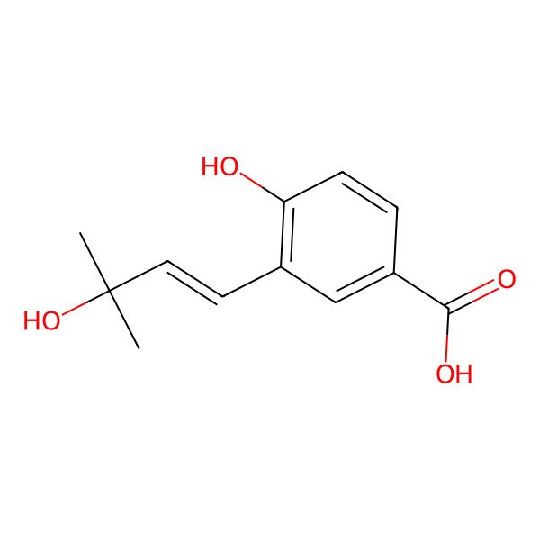 2D Structure of 4-hydroxy-3-[(Z)-3-hydroxy-3-methylbut-1-enyl]benzoic acid