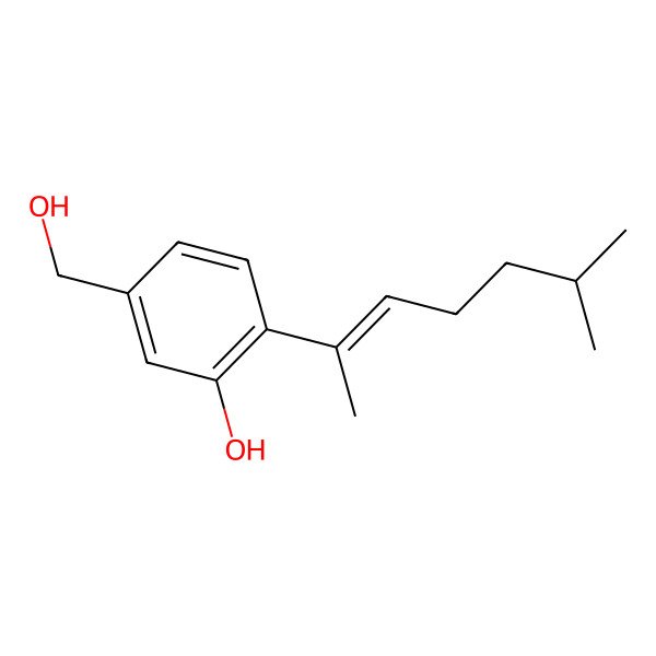 2D Structure of (Z)-5-(hydroxymethyl)-2-(6'-methylhept-2'-en-2'-yl)phenol
