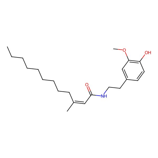 2D Structure of (Z)-N-[2-(4-hydroxy-3-methoxyphenyl)ethyl]-3-methyldodec-2-enamide