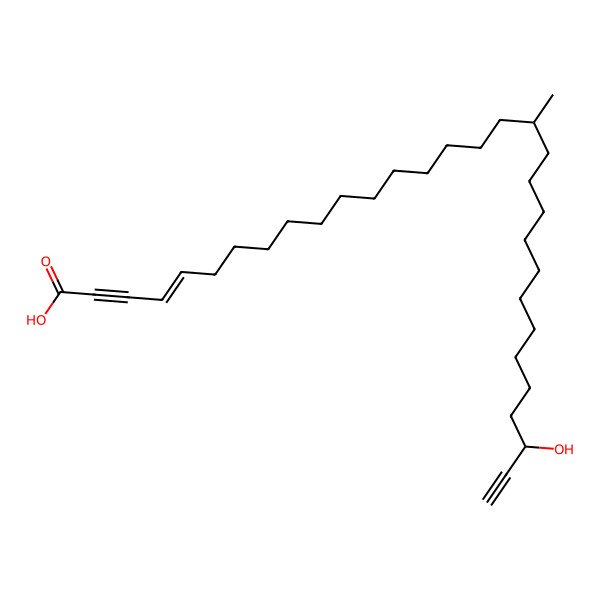 2D Structure of (Z,29R)-29-hydroxy-18-methylhentriacont-4-en-2,30-diynoic acid