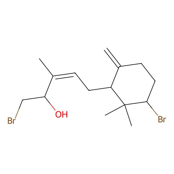 2D Structure of (Z,2R)-1-bromo-5-[(1R,3S)-3-bromo-2,2-dimethyl-6-methylidenecyclohexyl]-3-methylpent-3-en-2-ol