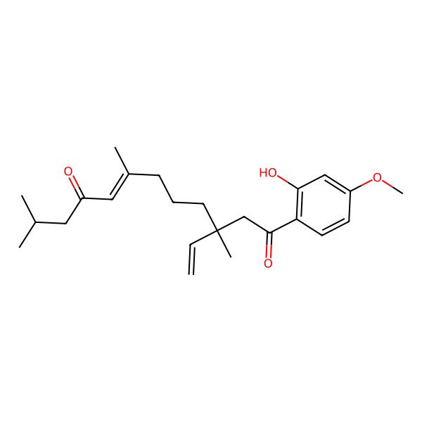 2D Structure of (Z,3S)-3-ethenyl-1-(2-hydroxy-4-methoxyphenyl)-3,7,11-trimethyldodec-7-ene-1,9-dione