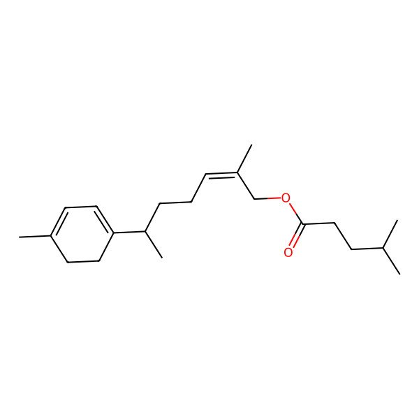 2D Structure of [(Z,6R)-2-methyl-6-(4-methylcyclohexa-1,3-dien-1-yl)hept-2-enyl] 4-methylpentanoate