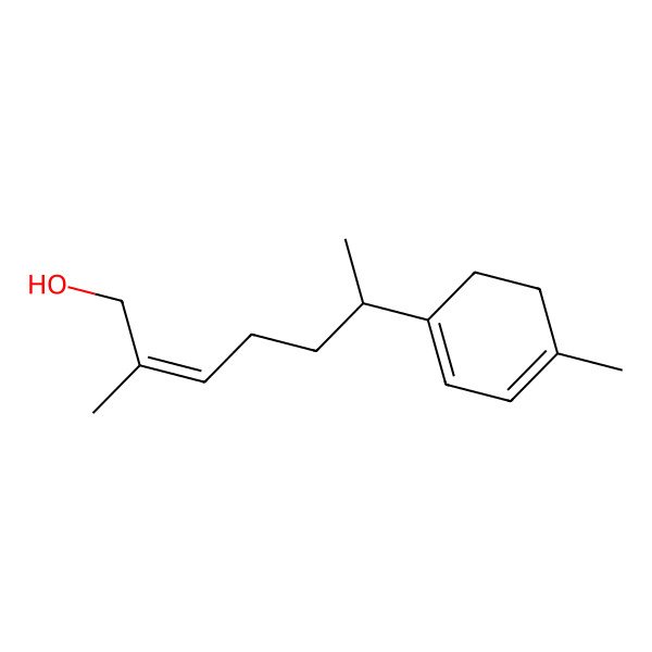2D Structure of (Z,6S)-2-methyl-6-(4-methylcyclohexa-1,3-dien-1-yl)hept-2-en-1-ol