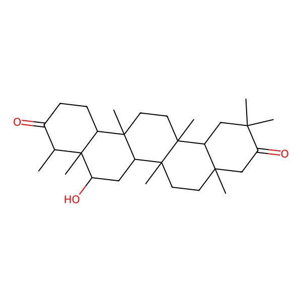 2D Structure of (4R,4aS,5R,6aS,6aS,6bR,8aS,12aR,14aR,14bS)-5-hydroxy-4,4a,6a,6b,8a,11,11,14a-octamethyl-1,2,4,5,6,6a,7,8,9,12,12a,13,14,14b-tetradecahydropicene-3,10-dione 2D Structure of (4R,4aS,5R,6aS,6aS,6bR,8aS,12aR,14aR,14bS)-5-hydroxy-4,4a,6a,6b,8a,11,11,14a-octamethyl-1,2,4,5,6,6a,7,8,9,12,12a,13,14,14b-tetradecahydropicene-3,10-dione