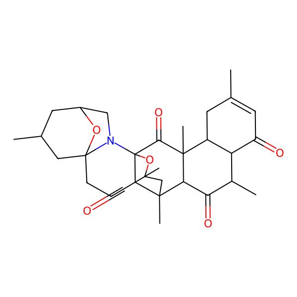 2D Structure of (4R,10R,12R,13S,14S,17S,19S,21R)-3,6,10,13,14,19-hexamethyl-24,27-dioxa-23-azaheptacyclo[11.10.3.117,21.01,14.03,12.04,9.017,23]heptacos-6-ene-2,8,11,25-tetrone