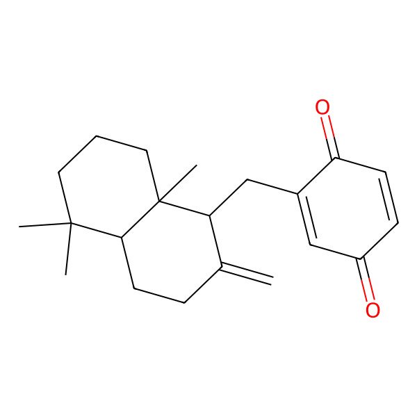 2D Structure of 2-[[(1S,4aS,8aS)-5,5,8a-trimethyl-2-methylidene-3,4,4a,6,7,8-hexahydro-1H-naphthalen-1-yl]methyl]cyclohexa-2,5-diene-1,4-dione